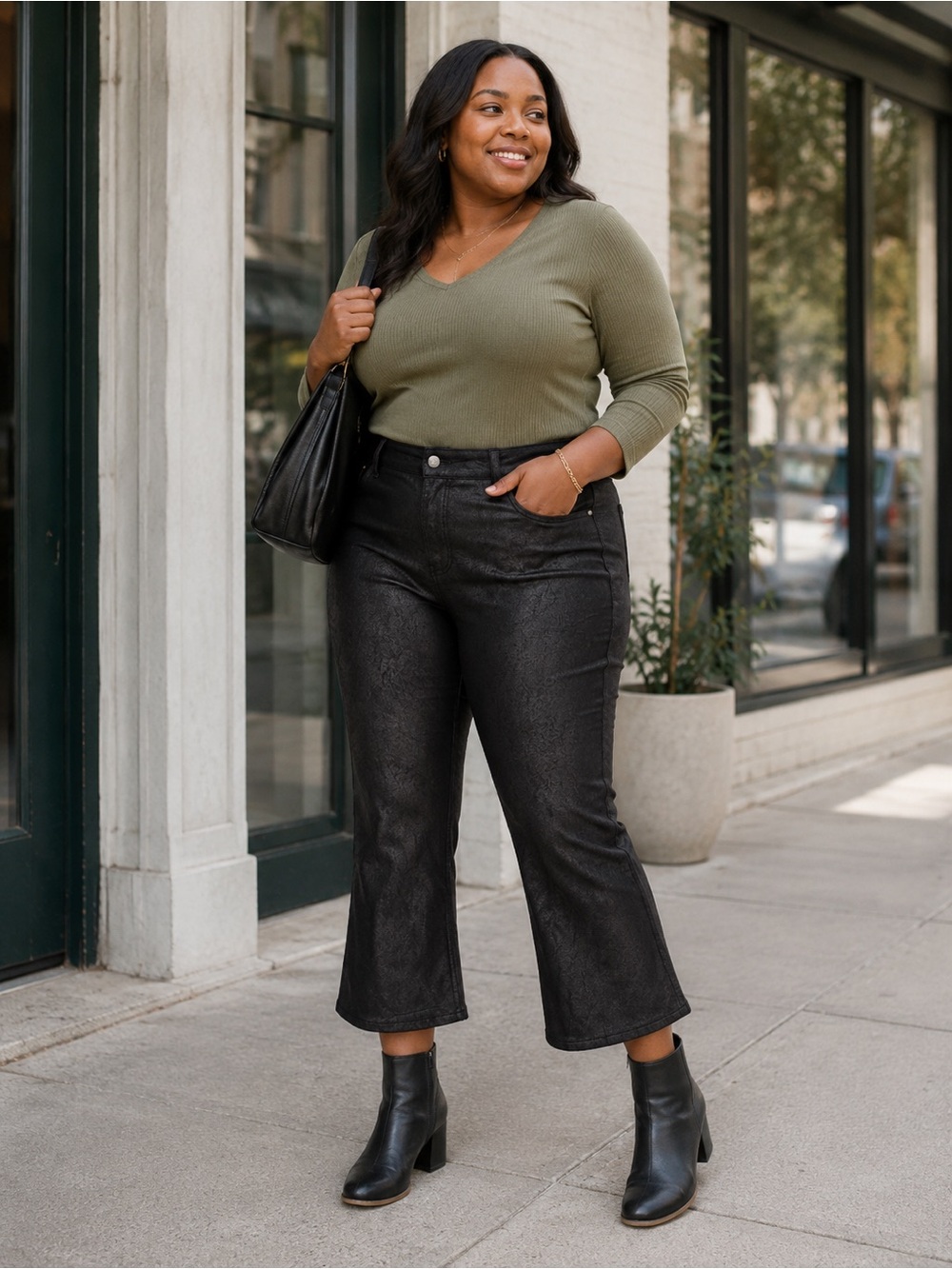 Frye & Co Pants Black Faux Suede Cropped Bootcut Ankle NWT